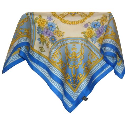 versace silk long scarf blue|are versage shawls always silk.